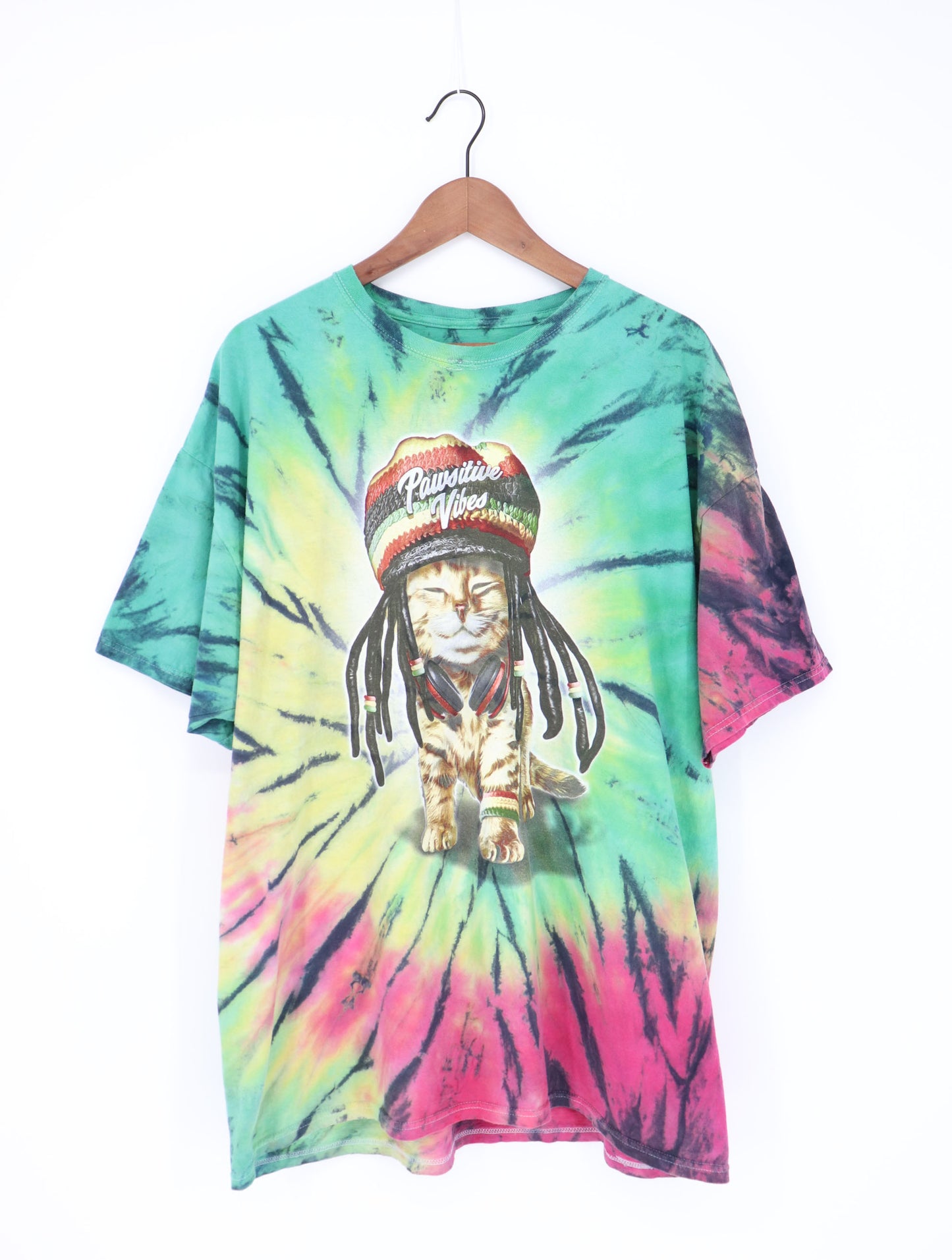 POSITIVE VIBES REGGAE CAT TIE DYE