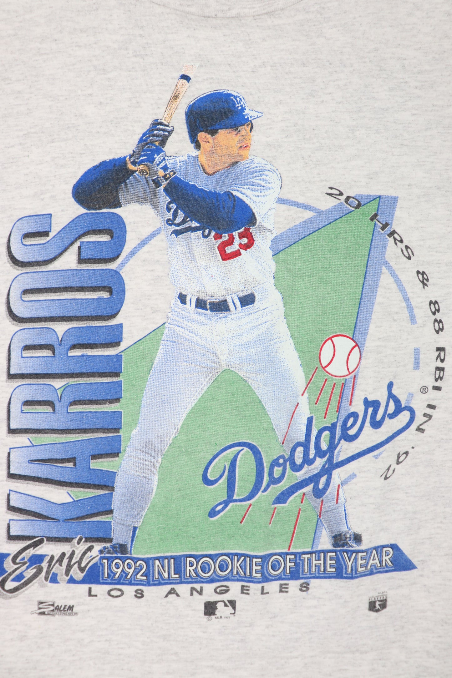 DODGERS ERIC KARROS 1993 CROP TEE MADE IN USA