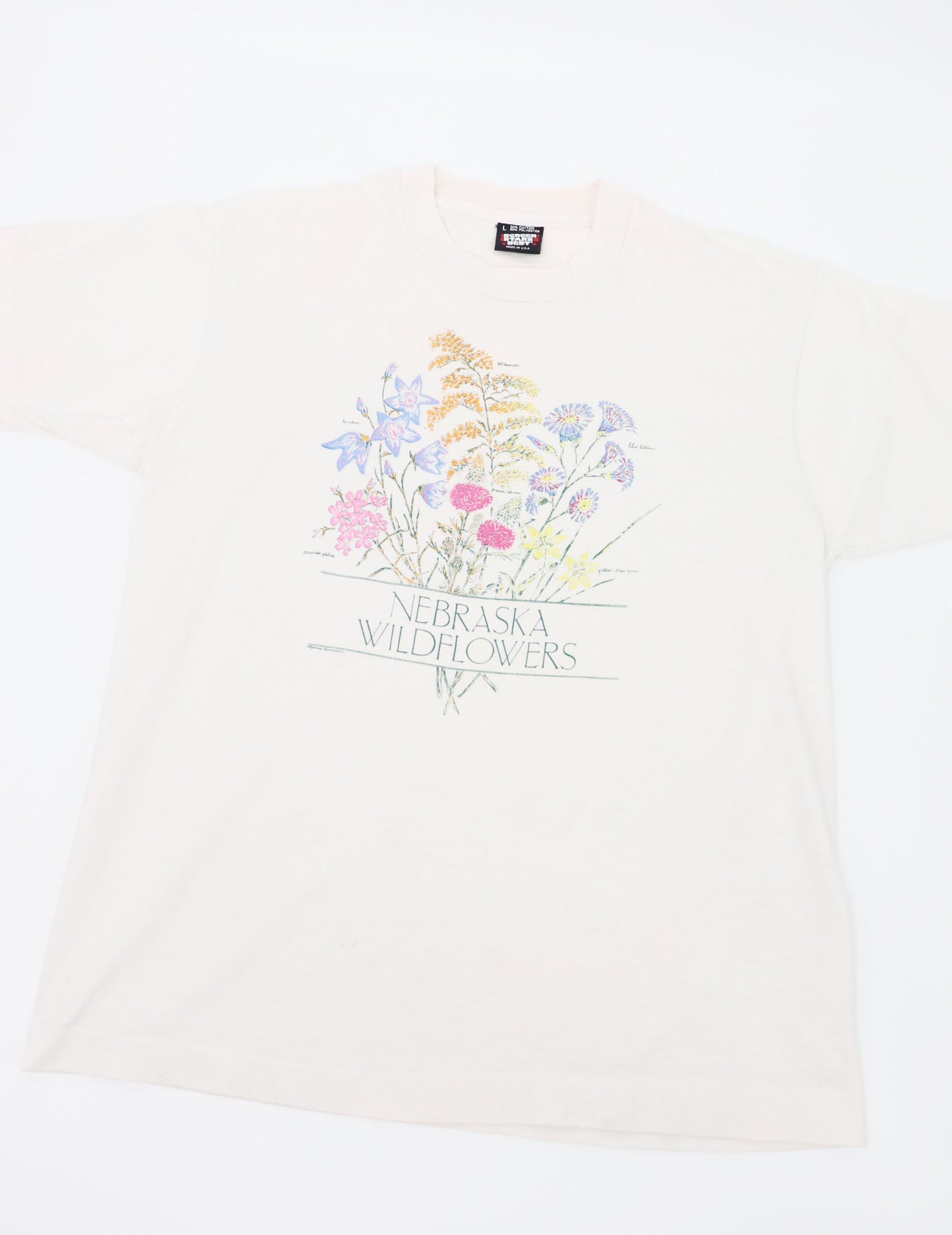 VINTAGE NEBRASKA FLOWER TEE MADE IN USA (L)