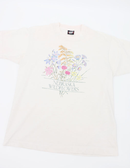 VINTAGE NEBRASKA FLOWER TEE MADE IN USA (L)