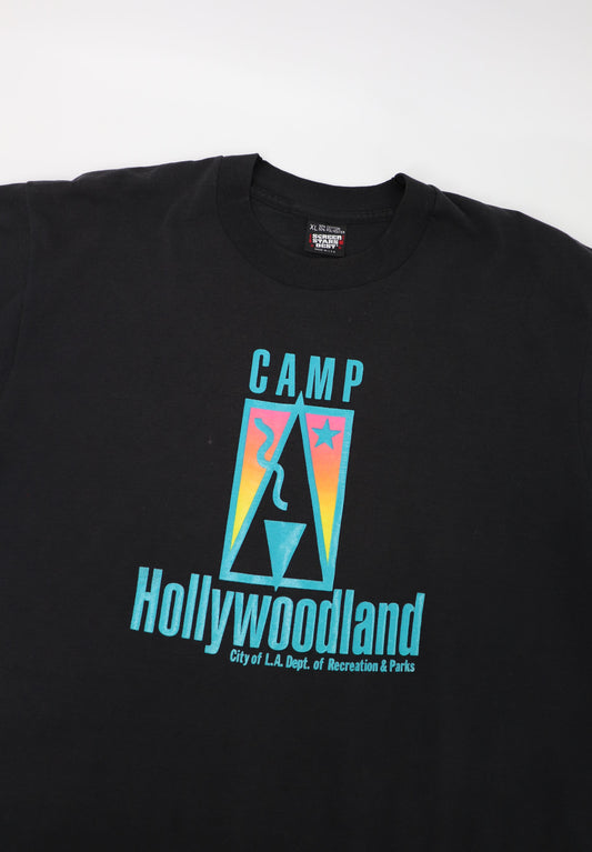VINTAGE 90s CAMP HOLLYWOODLAND TEE MADE IN USA SINGLE STITCHED (XL)