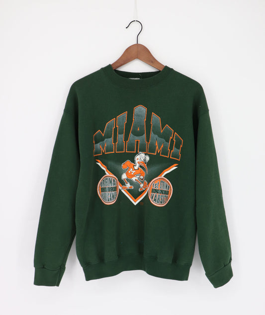 MIAMI HURRICANES FOOTBALL CREW SWEATER MADE IN USA (L)