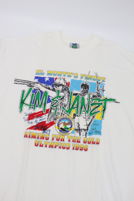 VINTAGE EL MONTE KIM & JANET OLYMPICS 1996 SINGLE STITCHED TEE (XL)